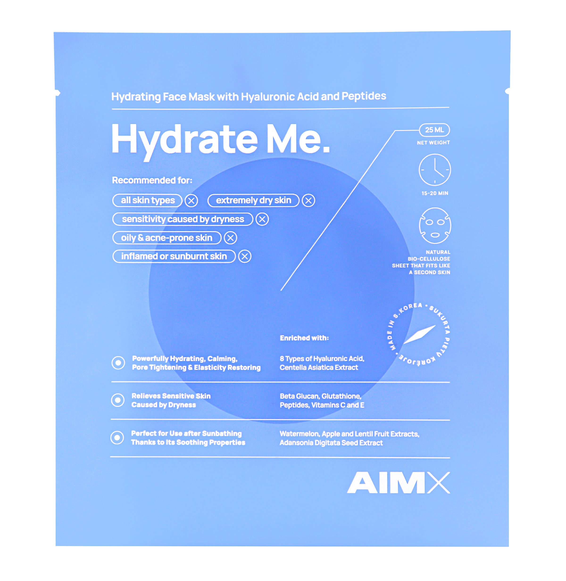 Aimx  HYDRATE ME moisturising sheet mask with peptides