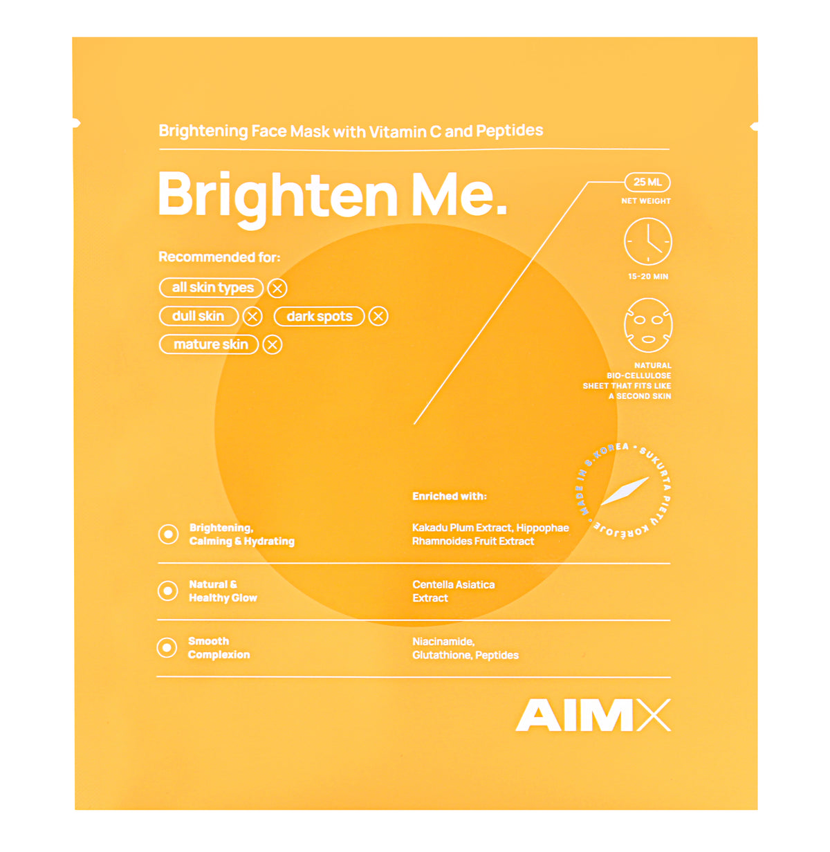 Lerelle Beauty Aimx Brighten Me sheet mask sachet ingredient panel