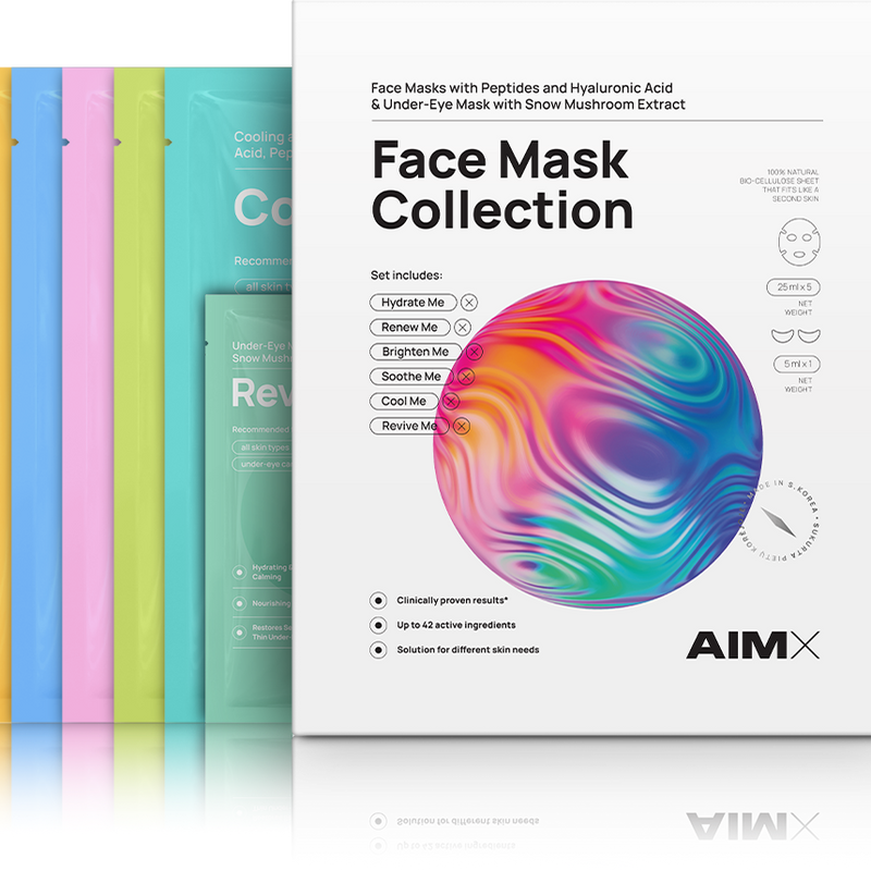 Lerelle Beauty AIMX Korean Bio-Cellulose Face Mask Collection with six targeted skincare masks