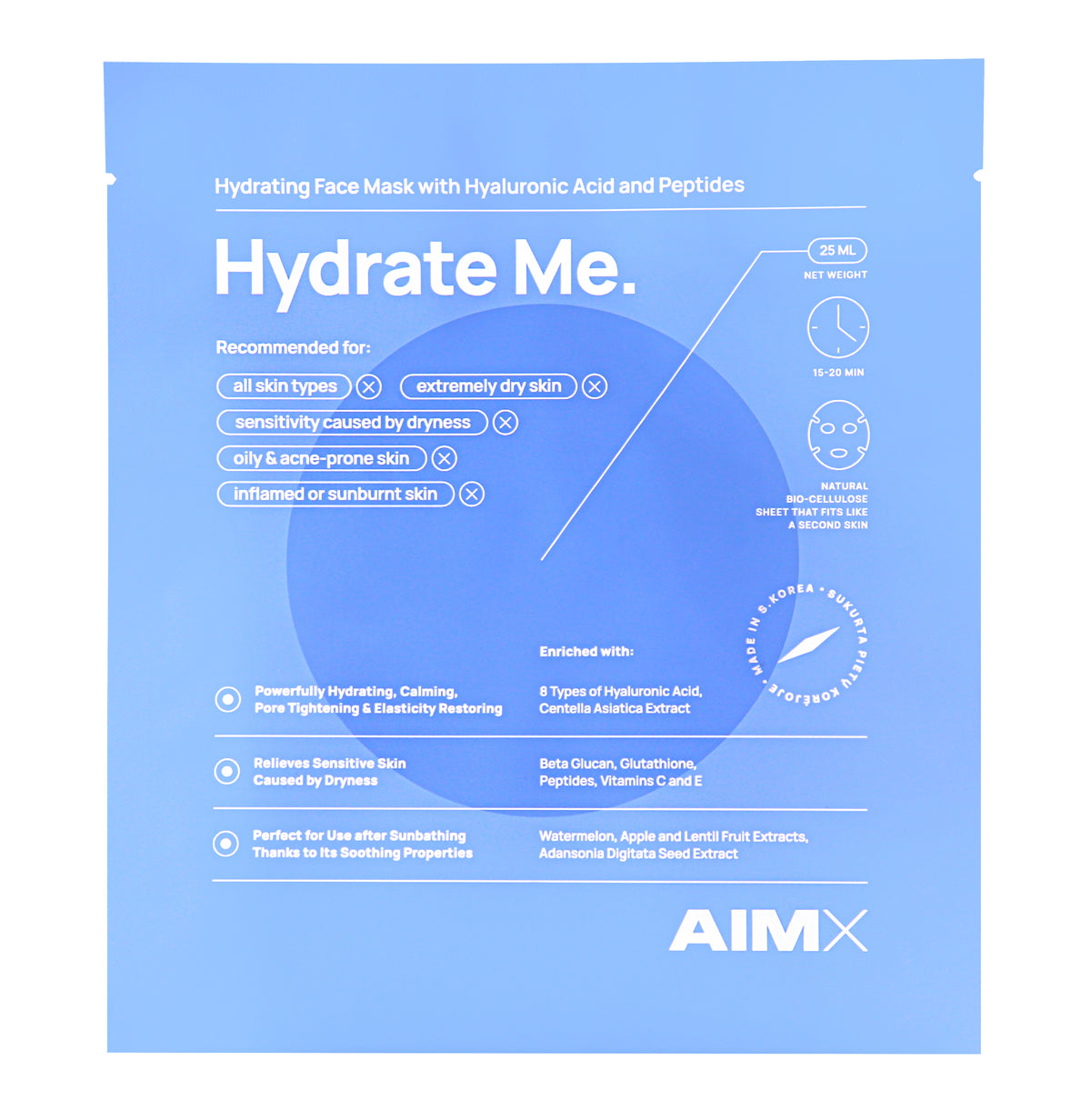 Lerelle Beauty Aimx Hydrate Me Korean sheet mask sachet details