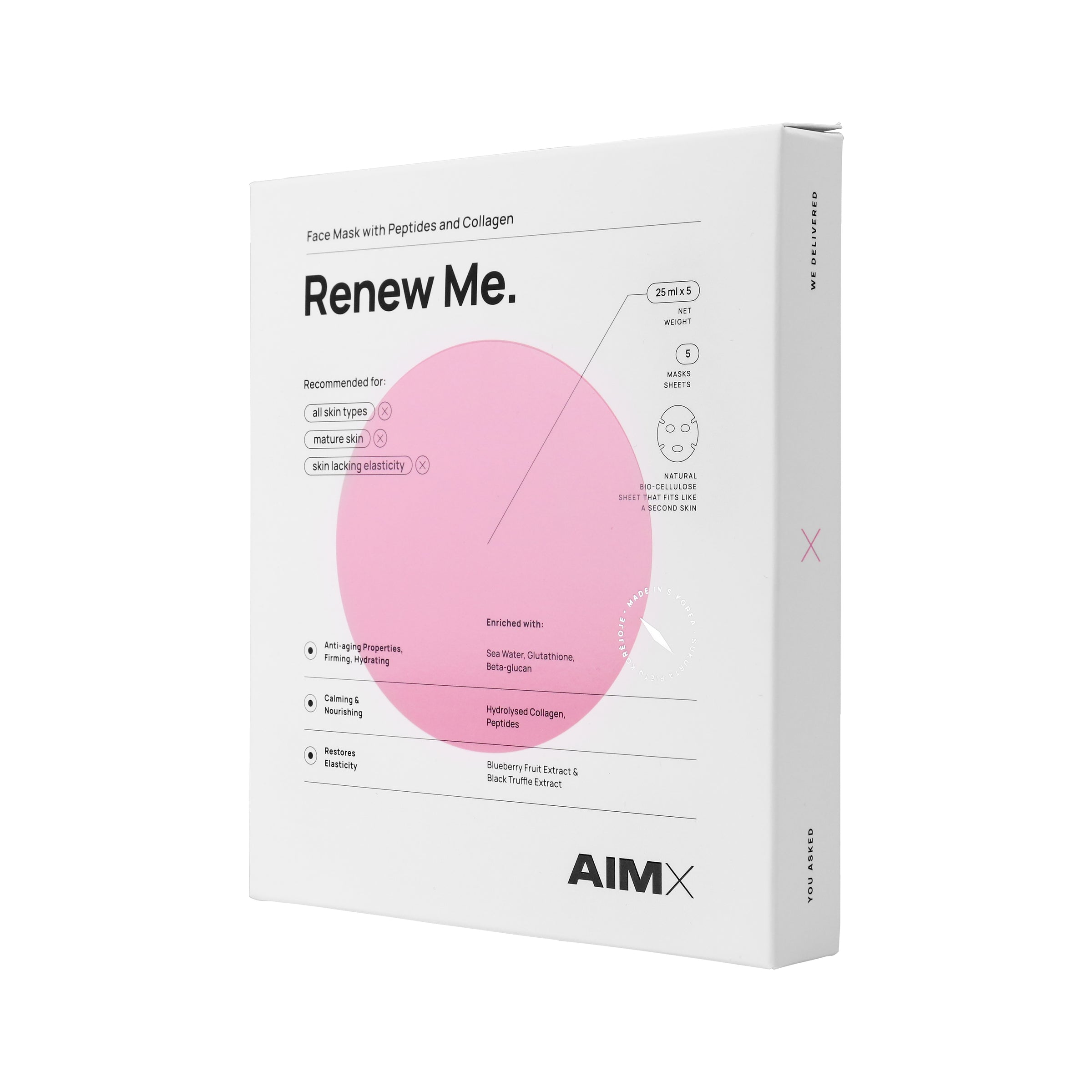 Lerelle Beauty Aimx Renew Me Korean sheet mask box front panel