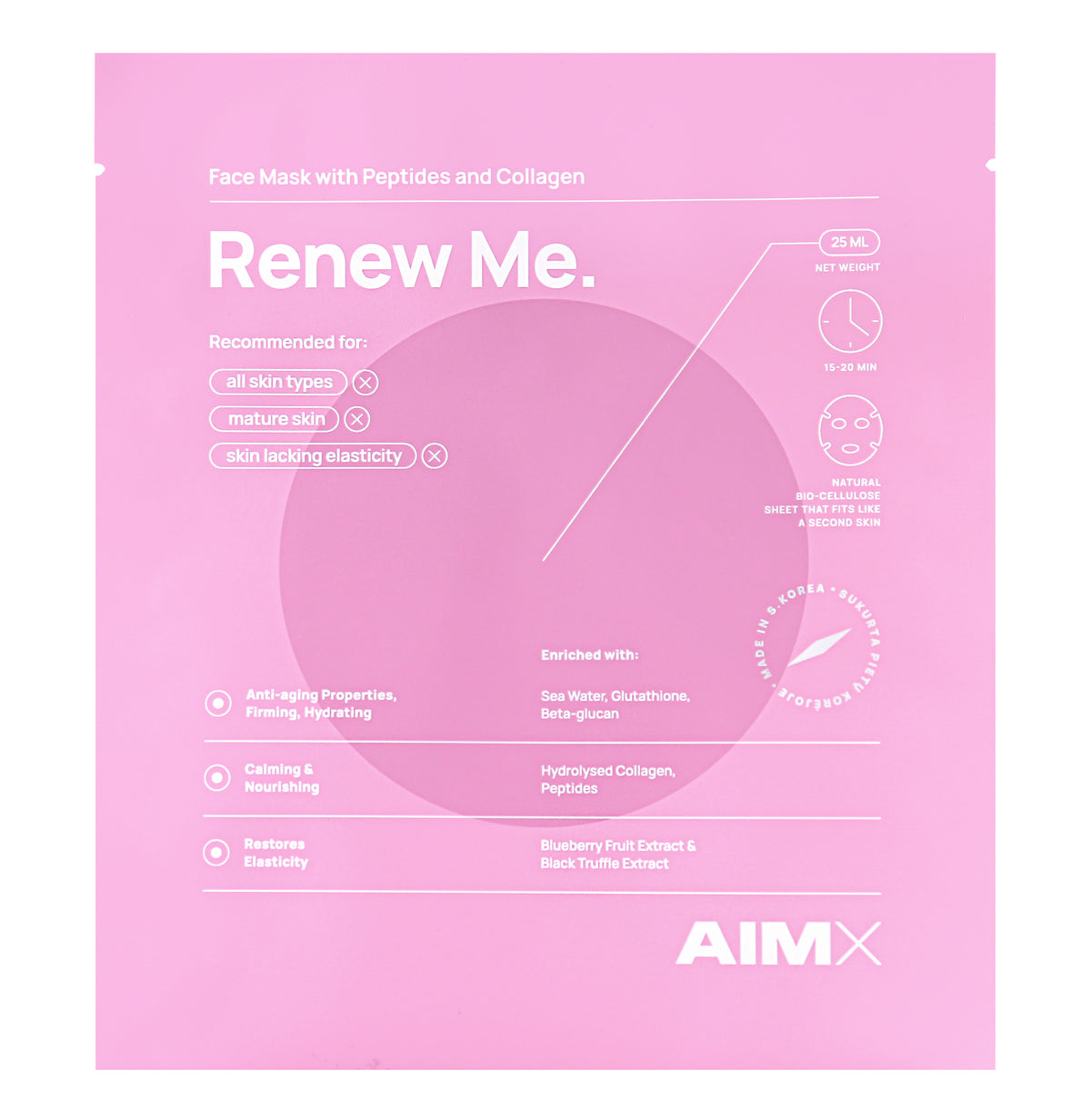 Lerelle Beauty Aimx Renew Me Korean sheet mask single sachet details