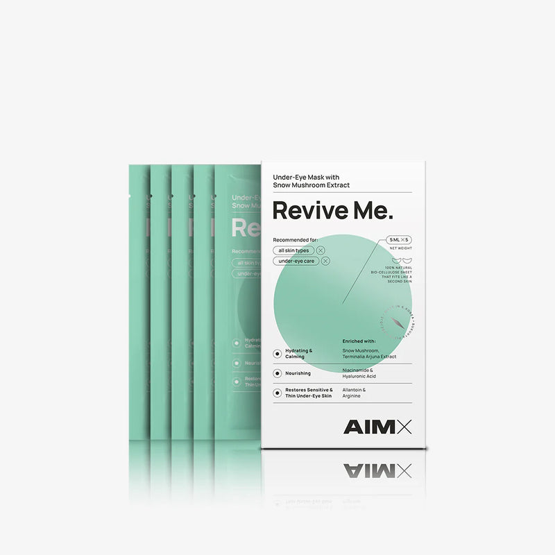 Lerelle Beauty Aimx Revive Me Korean under-eye mask box with 5 sheet pouches