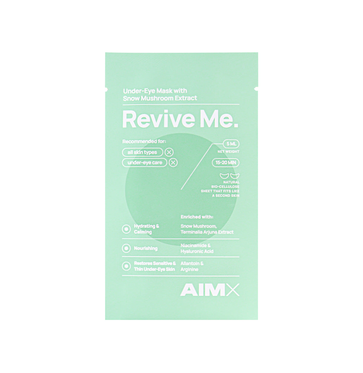 Lerelle Beauty AIMX Revive Me Korean bio-cellulose under-eye mask with Snow Mushroom and Hyaluronic Acid