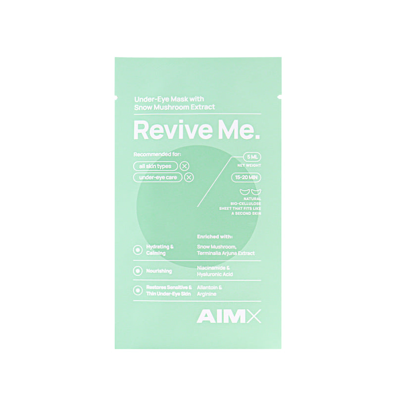 Lerelle Beauty AIMX Revive Me Korean bio-cellulose under-eye mask with Snow Mushroom and Hyaluronic Acid