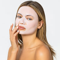 Lerelle Beauty Aimx Soothe Me Korean sheet mask worn on model's face