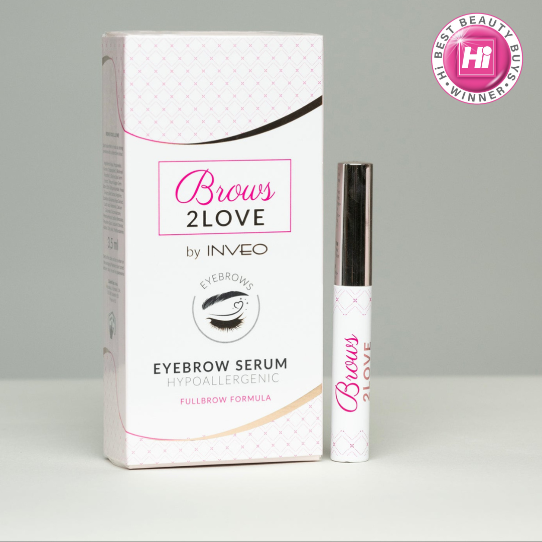 Lerelle Beauty Brows2Love eyebrow serum box and applicator with HiStyle Best Beauty Buys award badge