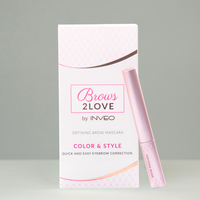 Lerelle Beauty Brows2Love Tinted Brow Mascara in Dark Brown, box shown with applicator wand