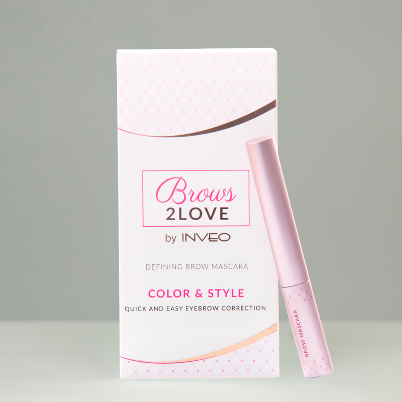 Lerelle Beauty Brows2Love Tinted Brow Mascara in Dark Brown, box shown with applicator wand