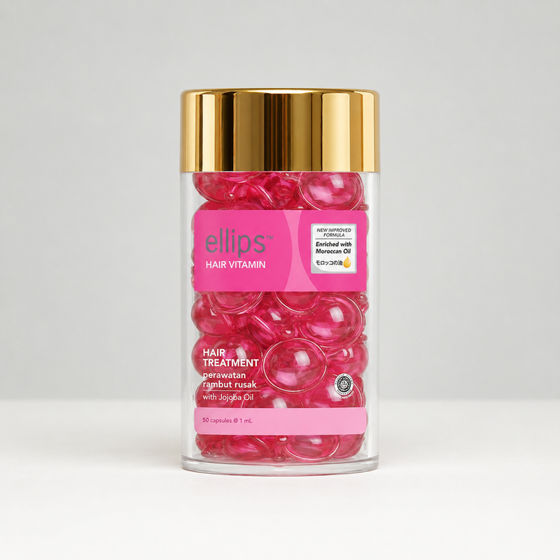 Lerelle Beauty Ellips Hair Treatment serum capsules jar with pink capsules