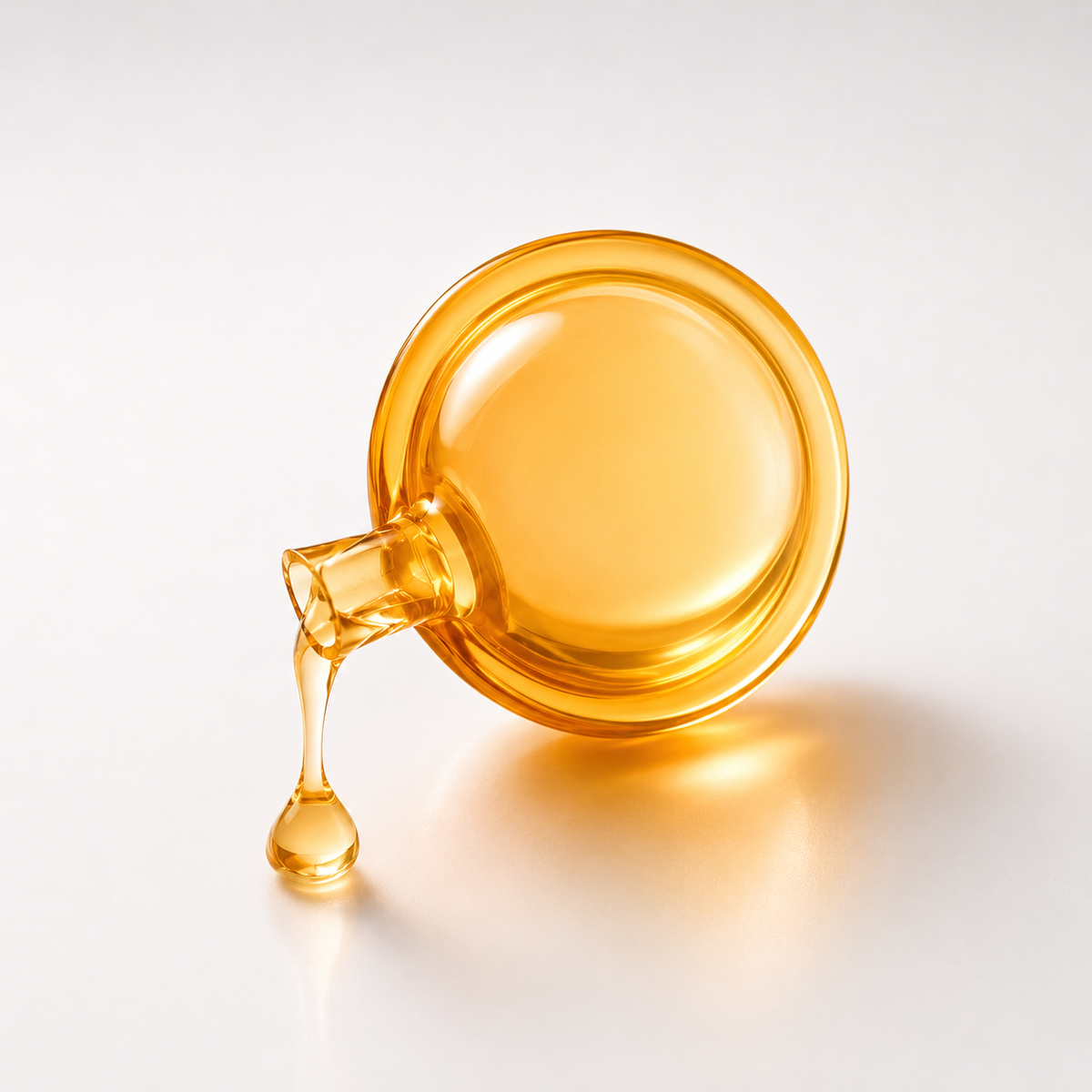 Lerelle Beauty Ellips Smooth & Shiny amber serum oil pouring from a glass vessel