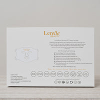 Back of the Lerelle Beauty red light therapy face mask packaging, showing product details and light therapy specifications