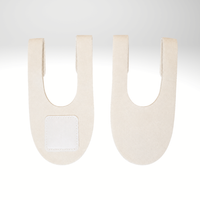 A pair of cream led neck mask replacement straps shown against a light gray gradient background.