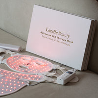 Lerelle Beauty red light therapy face, neck and décolletage mask set with remote controller and product packaging