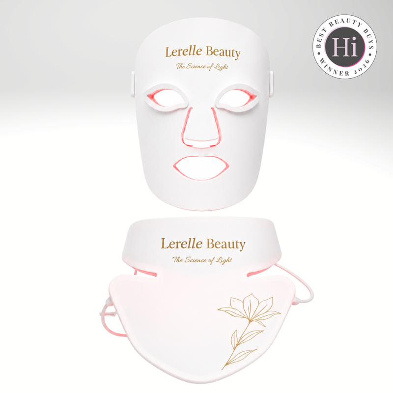 Lerelle Beauty red light therapy face, neck and décolletage mask set with HiStyle Best Beauty Tool Award 2026 badge