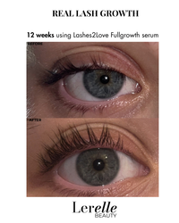 Lerelle Beauty Lashes2Love FullGrowth Lash Growth Serum before and after results after 12 weeks