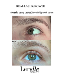 Lerelle Beauty Lashes2Love FullGrowth Lash Growth Serum before and after results after 8 weeks