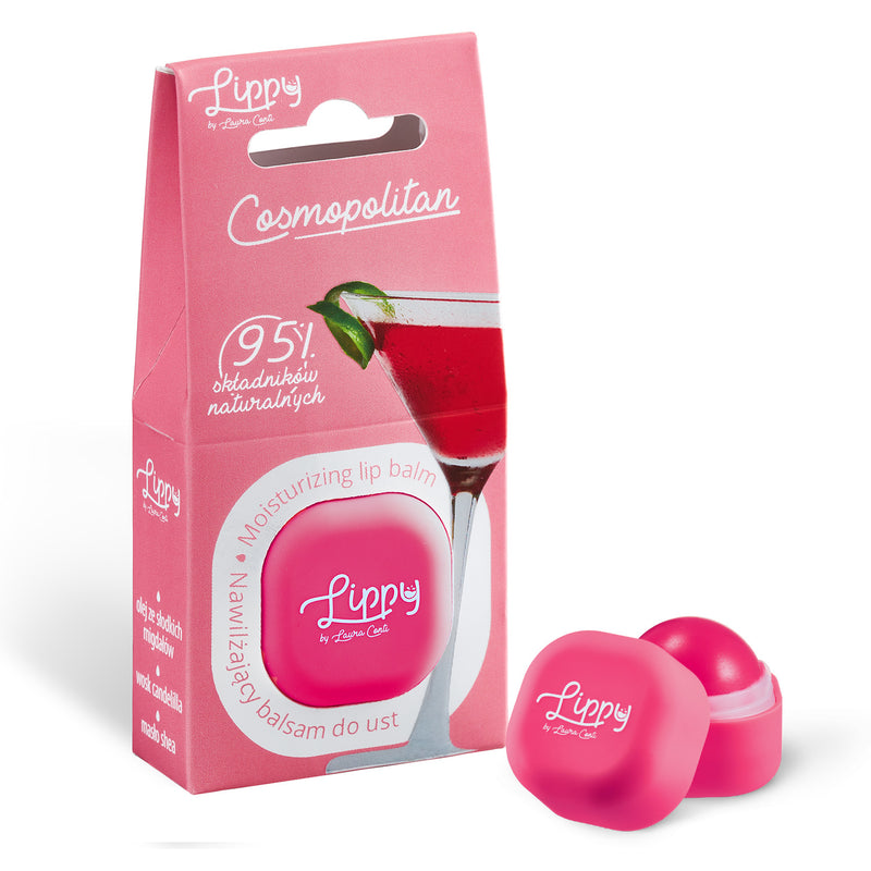 Lerelle Beauty Lippy Cosmopolitan natural lip balm box with pot container, open