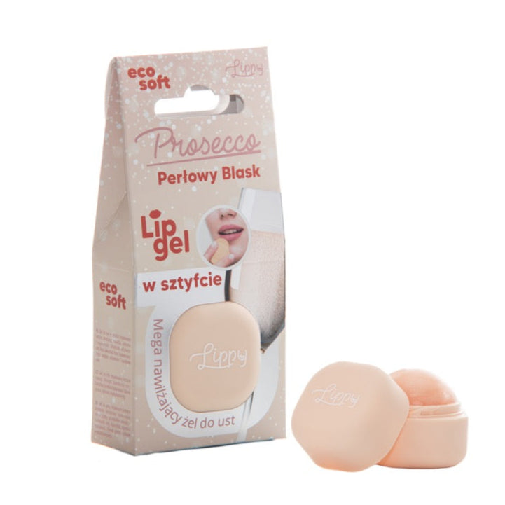 Lerelle Beauty Lippy Prosecco natural lip balm box with two lip gel stick containers, one open
