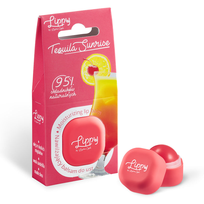 Lerelle Beauty Lippy Tequila Sunrise natural lip balm box with pot container, open