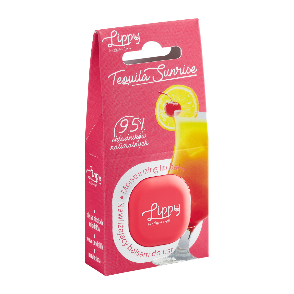 Lerelle Beauty Lippy Tequila Sunrise natural lip balm box packaging front view