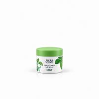 Lerelle Beauty mint lip jelly in a white jar with a green lid
